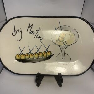 Vintage Julia‎ Junkin Studio Martini Appetizer Dessert Plate 13" Dry Martini